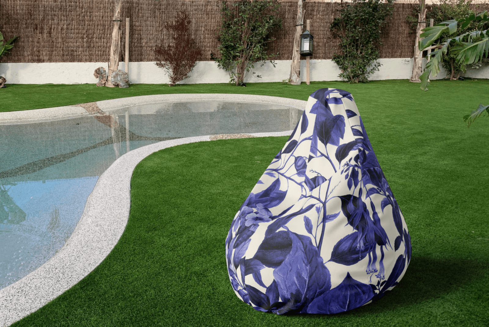  Pouf Blue floral