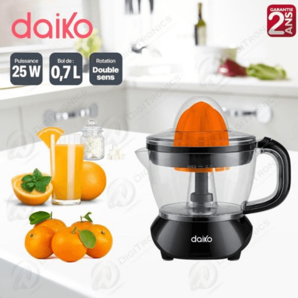 Presse-Agrumes Électrique Daiko 25W – Rotation Double Sens, Bol 0,7L Incassable – Jus Frais Sans Effort