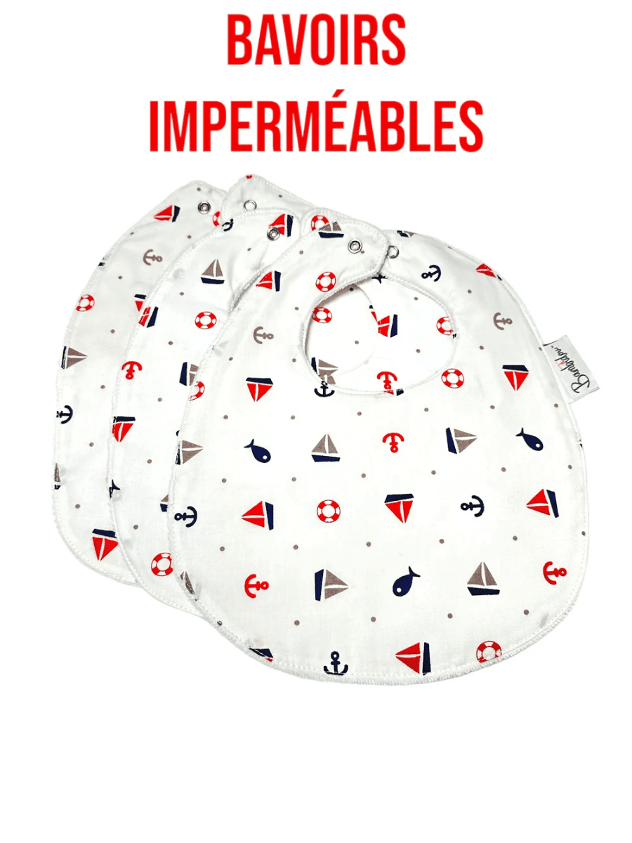 Pack 3 Bavoirs Classique Imperméable Petits Bateaux