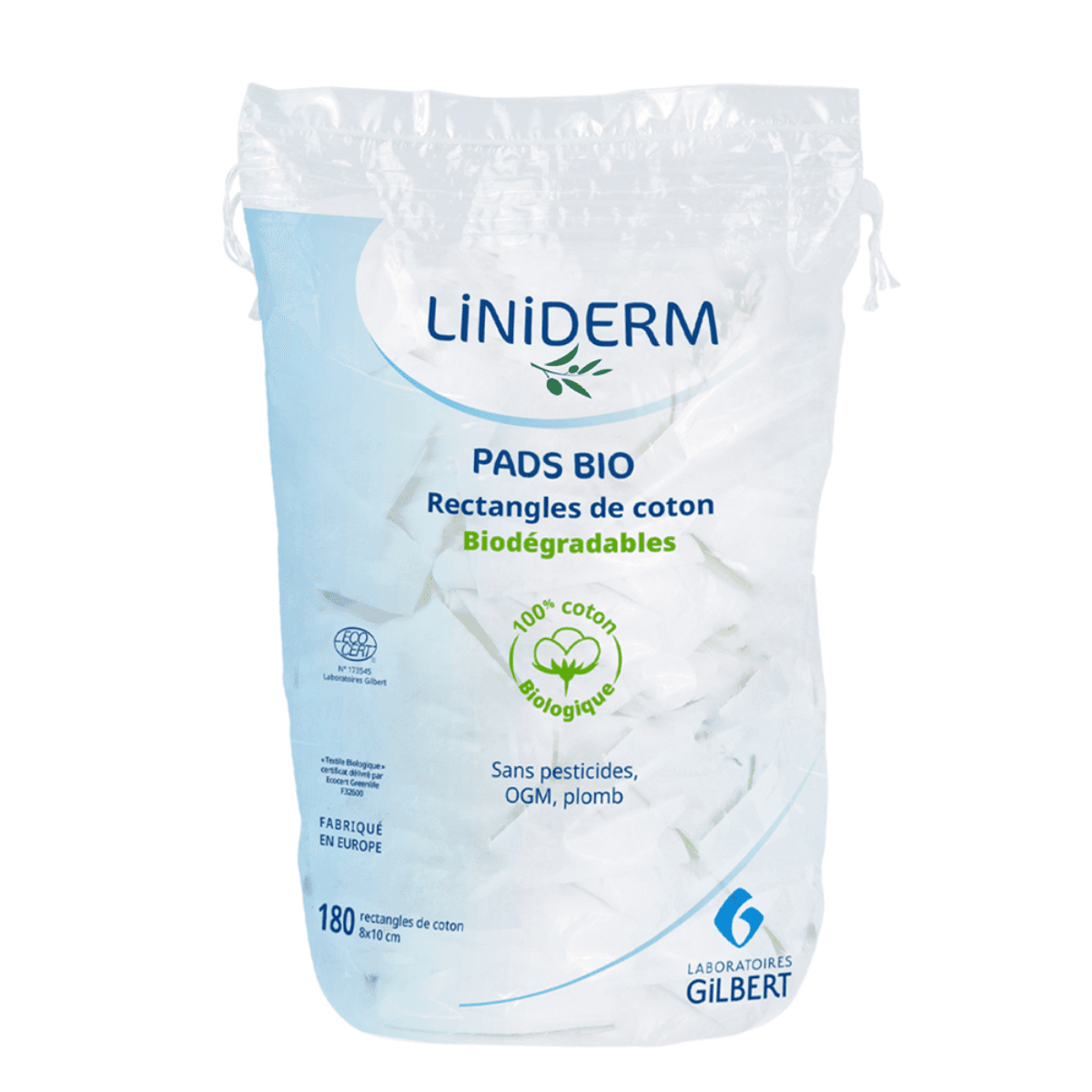 PADS BIO RECTANGLES DE COTON - 180 PIÈCES