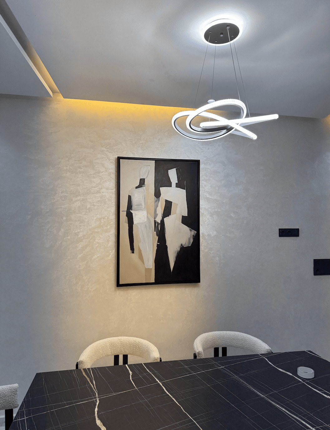 Tableau Couple abstrait noire et beige