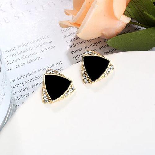 Boucles d’oreilles triangle noir et doré – Style moderne, chic et audacieux pour femme
