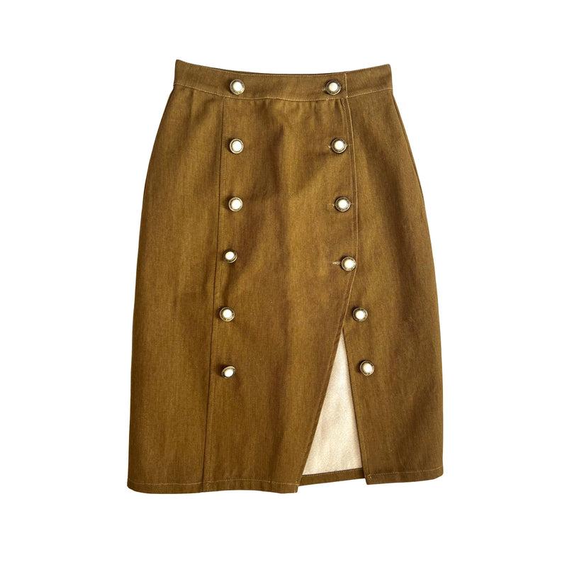 Majorelle Midi Skirt in Camel Denim