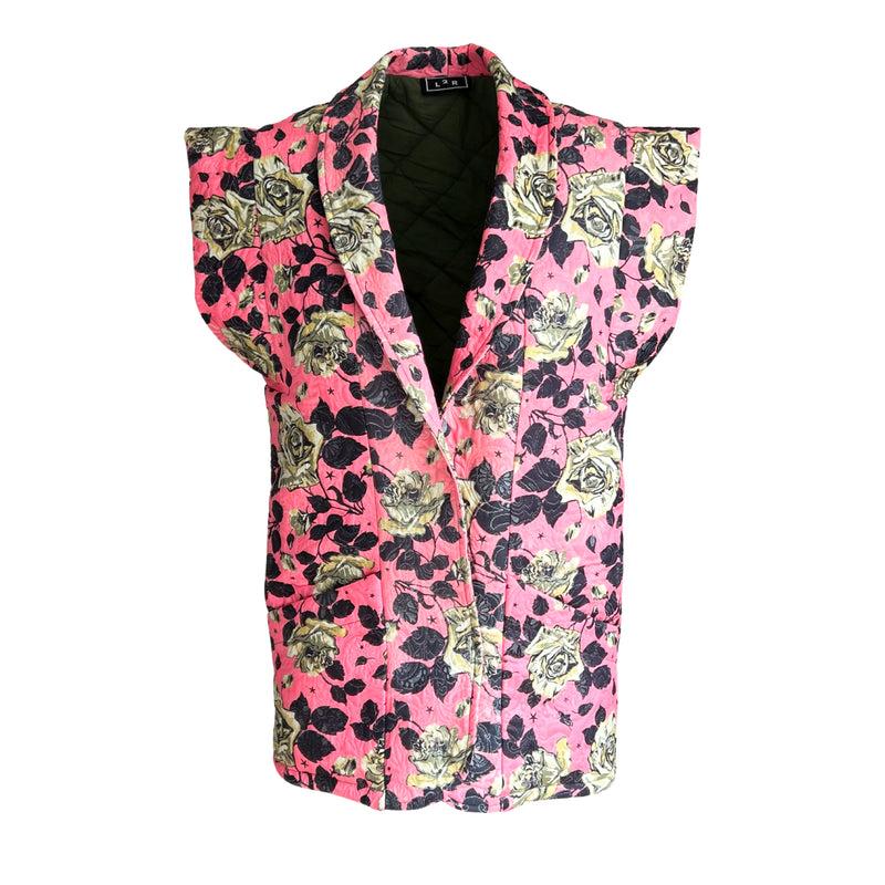 Quilted Vest in Floral Pink