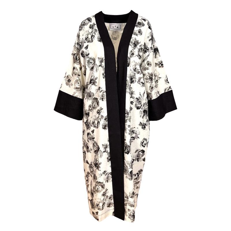 Kimono in Floral Black & White