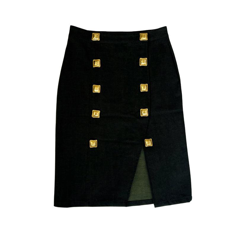 Majorelle Midi Skirt in Dark Green Denim
