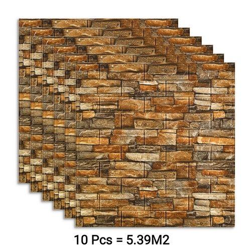 10 Unites Papier Peint Adhesif Brique 3d Reel Autocollant Impermiable et lavable Anti-humidité 77/70 Marbre Orange