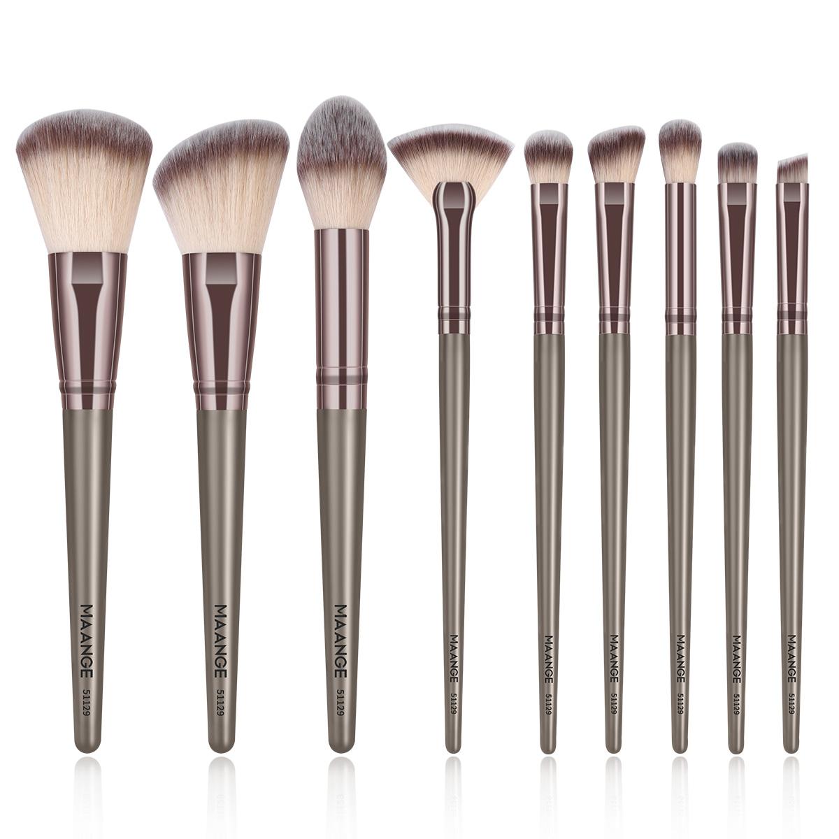9 Pieces Makeup Brush-Champagne