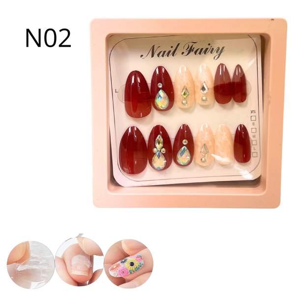 12 Pièces Faux Ongles + Ruban Adhésif Double Face N02