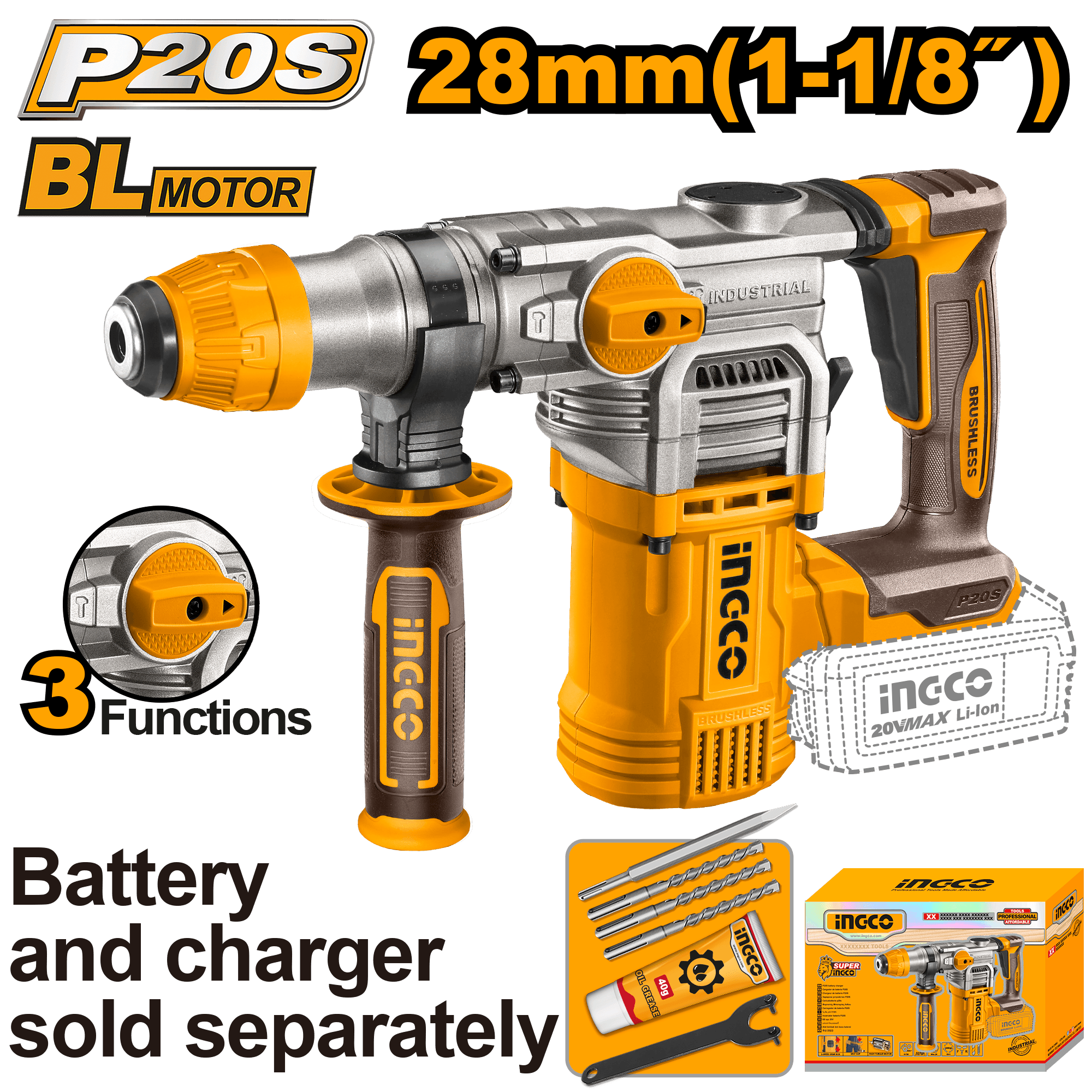 Marteau perforateur SDS Plus 20V 28mm+6access