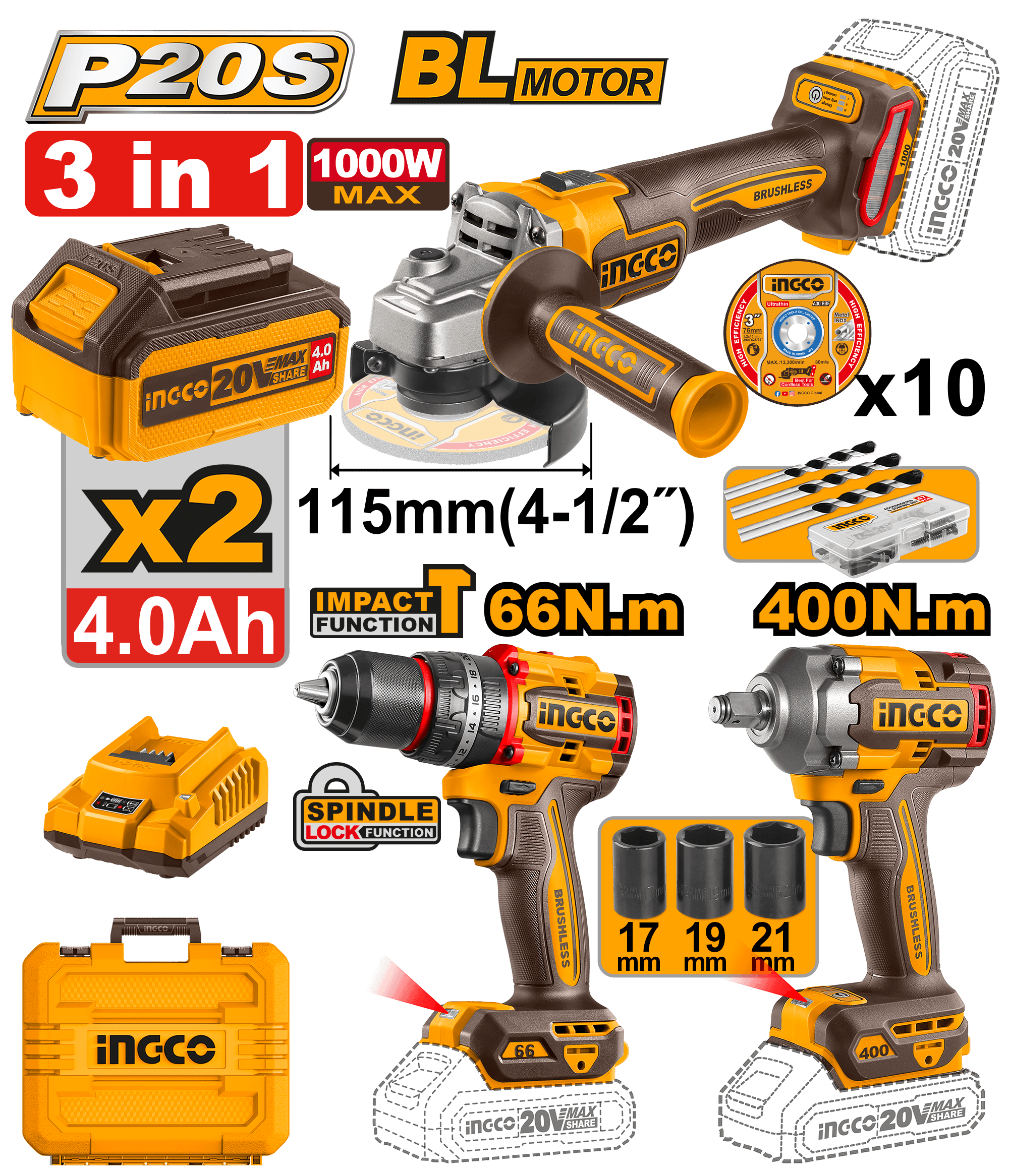 Kit combiné sans fil 3 pièces