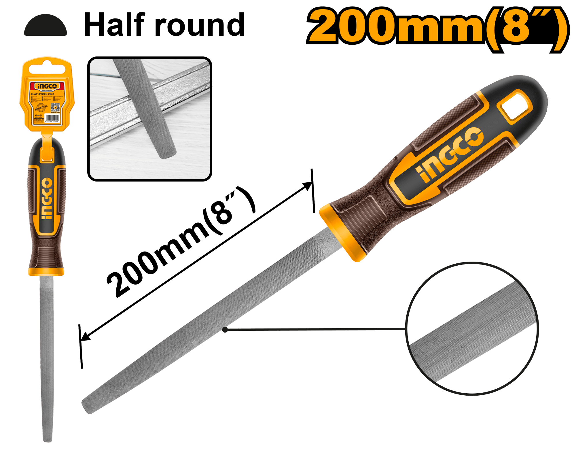 Lime d'acier demi ronde 200mm