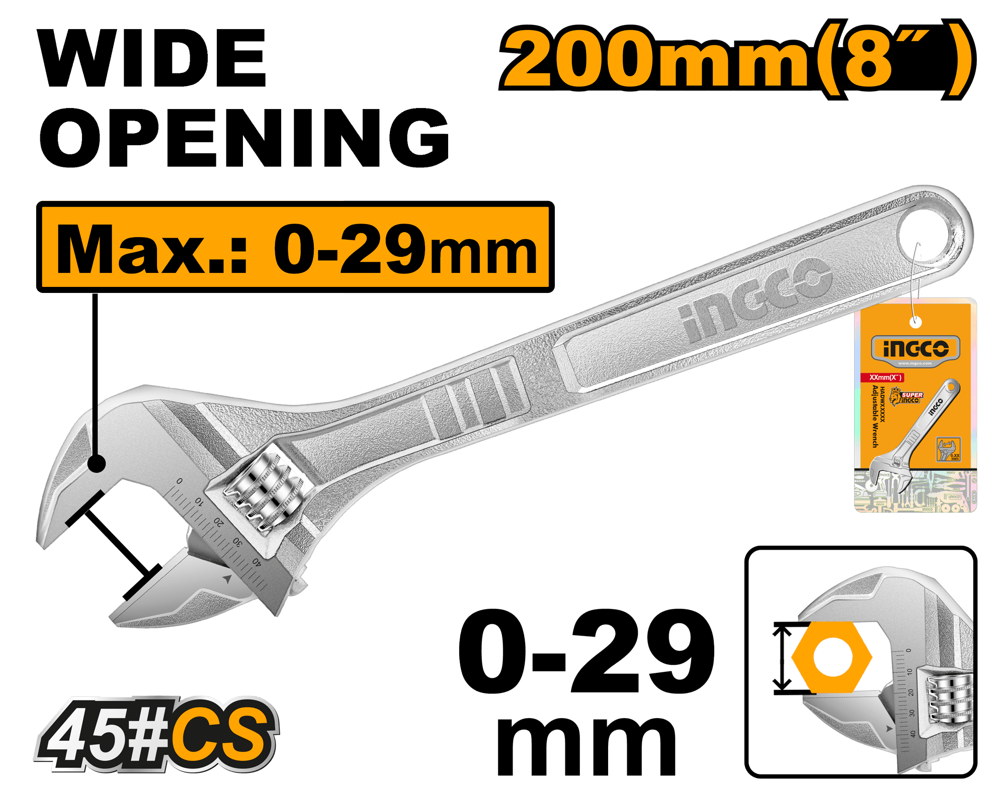 Clé à molette 200 mm