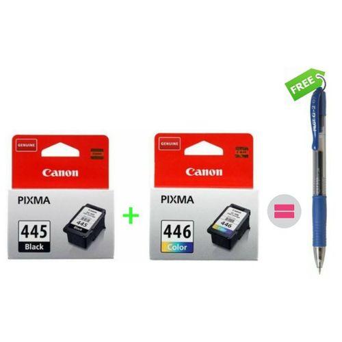 PG-445 Noir + CL-446 Tri-Color d'origine + Stylo Rétractable Offert