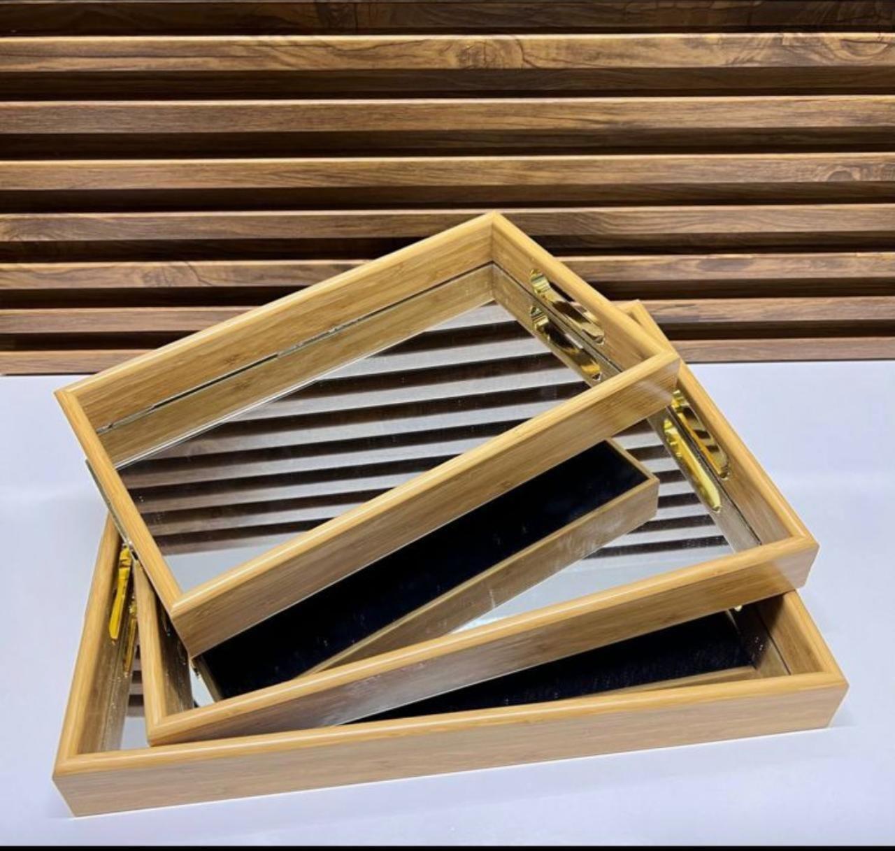 Set 3 Plateaux en Bambou - Ensemble 3 Plateaux