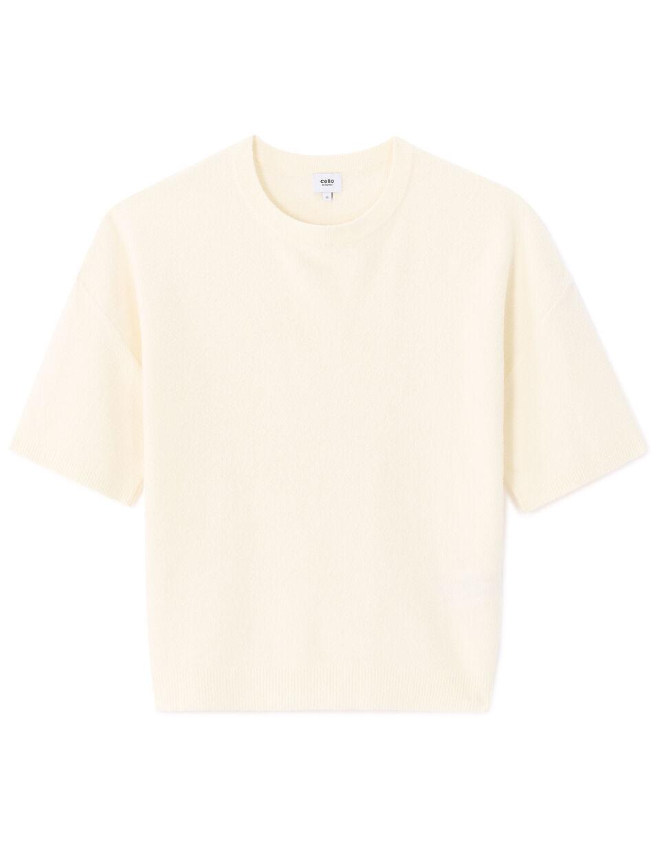 T-shirt Boxy Col Rond en Maille Bouclée