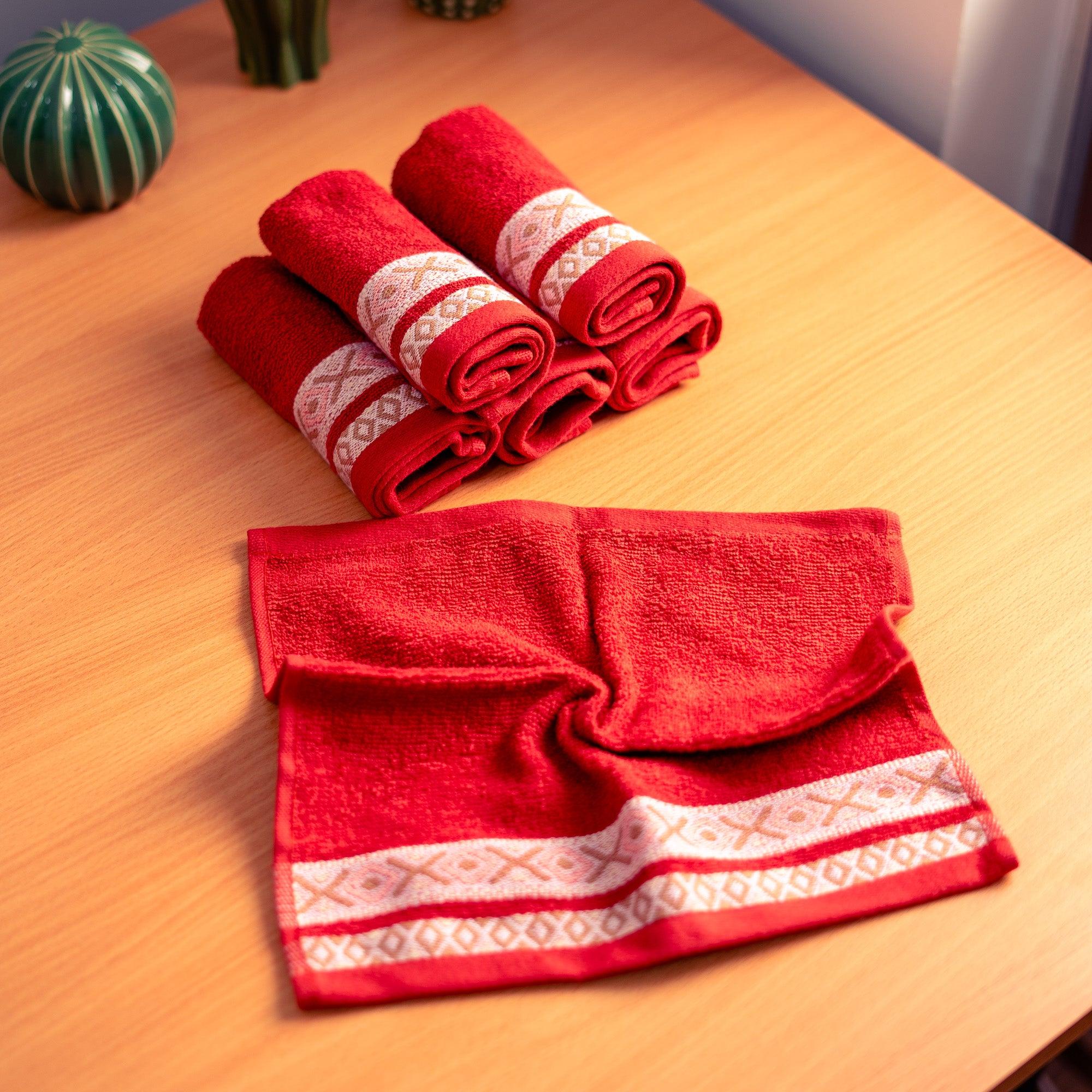 Berbère Pack 6 Serviette 30×30 100% Design Marocain 100% Coton – Rouge