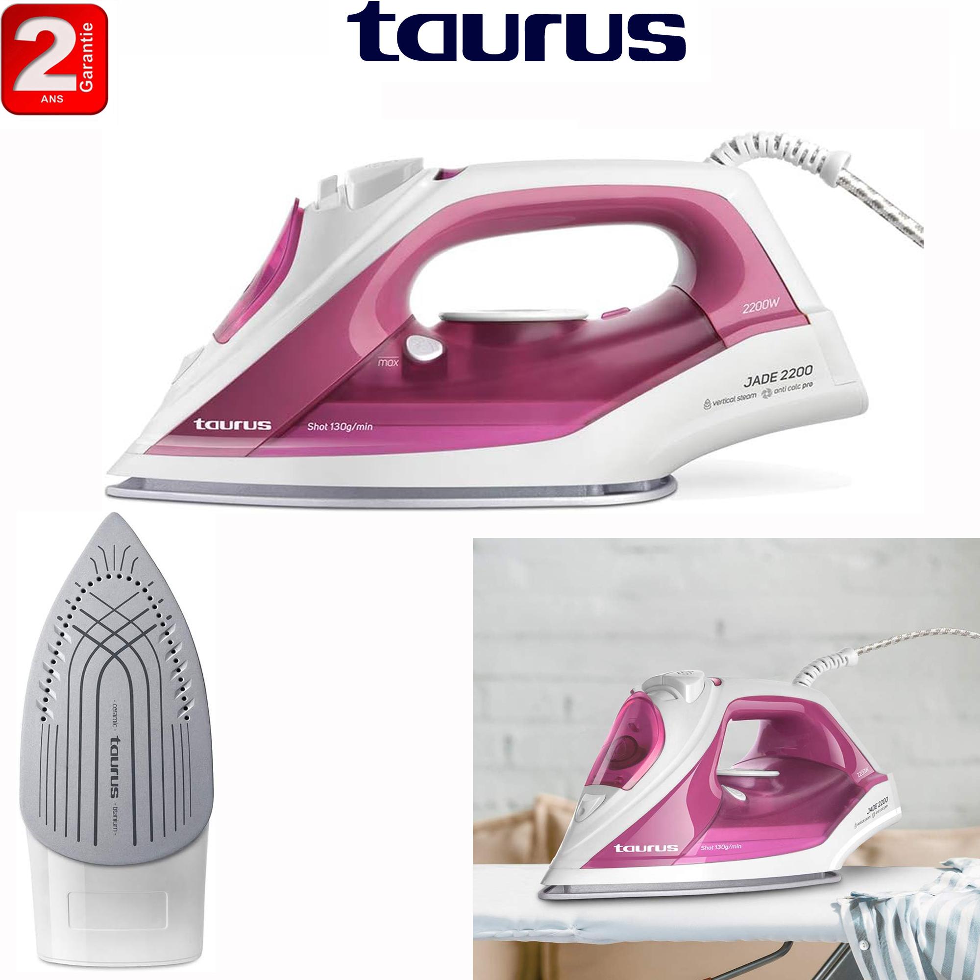 Fer à Repasser 2200W – Puissant, Vapeur Continue et Fonction Verticale, Couleur Rose