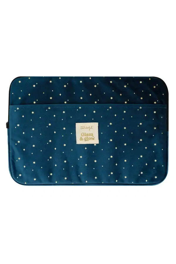 Housse pour ordinateur portable 13-14" velours bleu - Glam & Glow