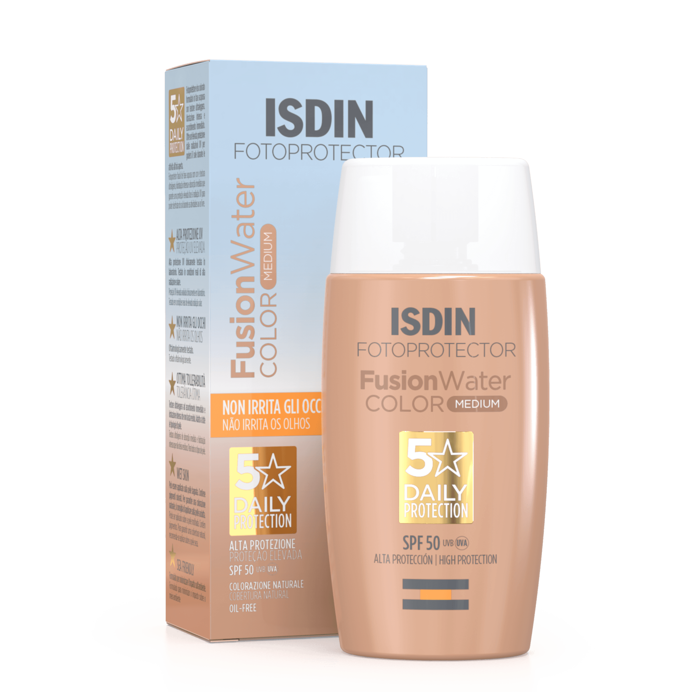 Fusion Water Color Spf 50 – Crème Solaire Teintée Teinte Medium | Fini Mat & Anti-brillance