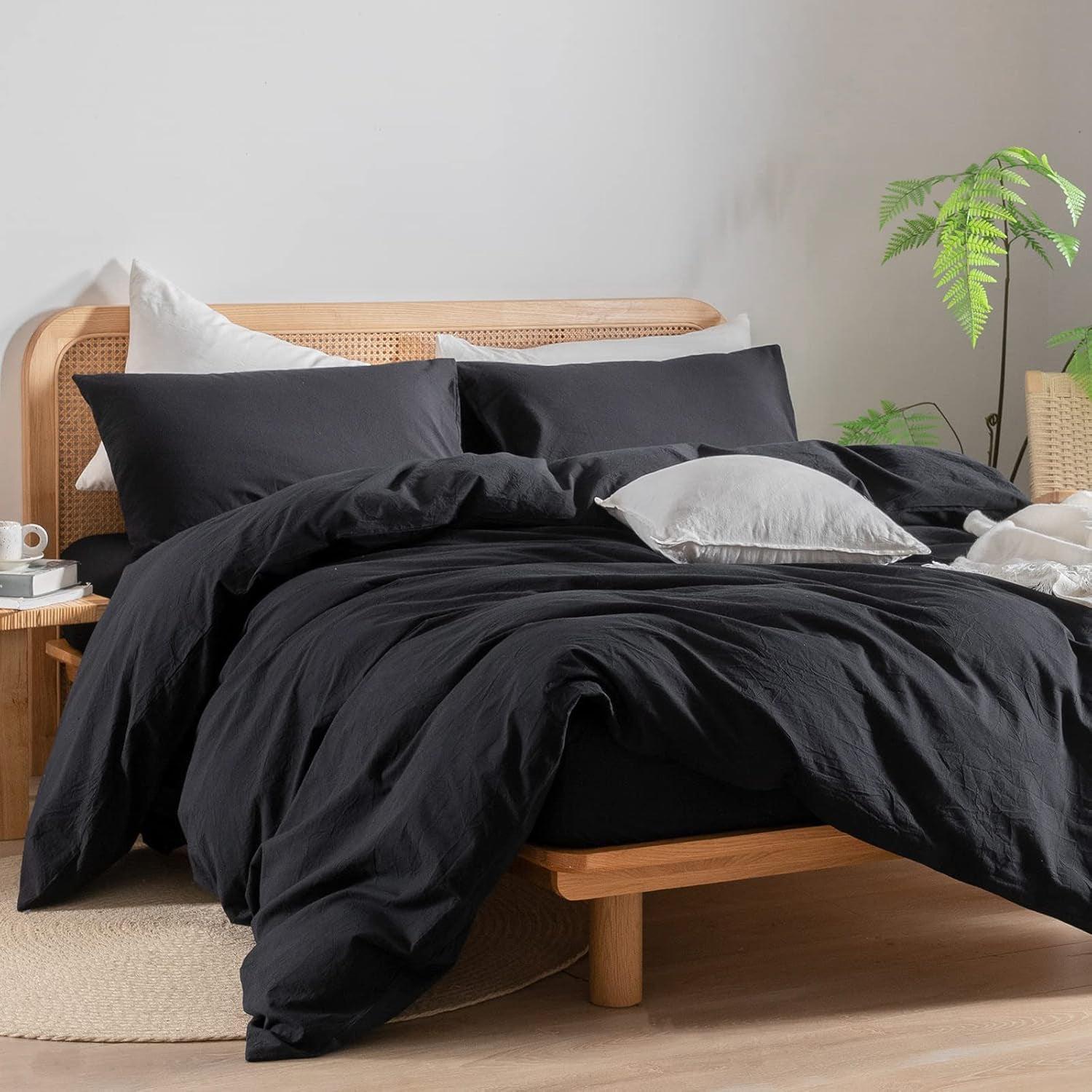 HOUSSE COUETTE NOIR + 2 TAIES OR 220X240CM - Doux & antiallérgique