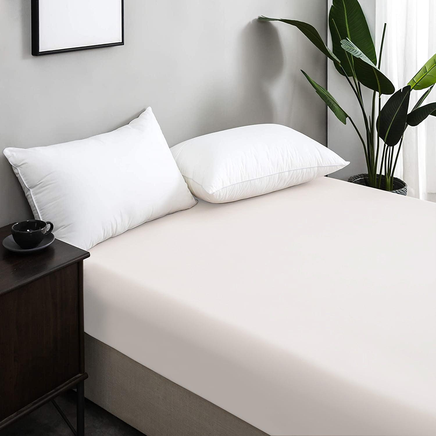 Drap Housse Uni Blanc (2 Places)
