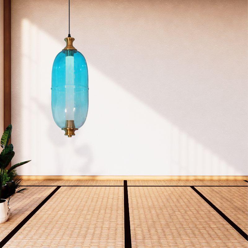 Suspension luminaire  LED Blerice Bleue en verre