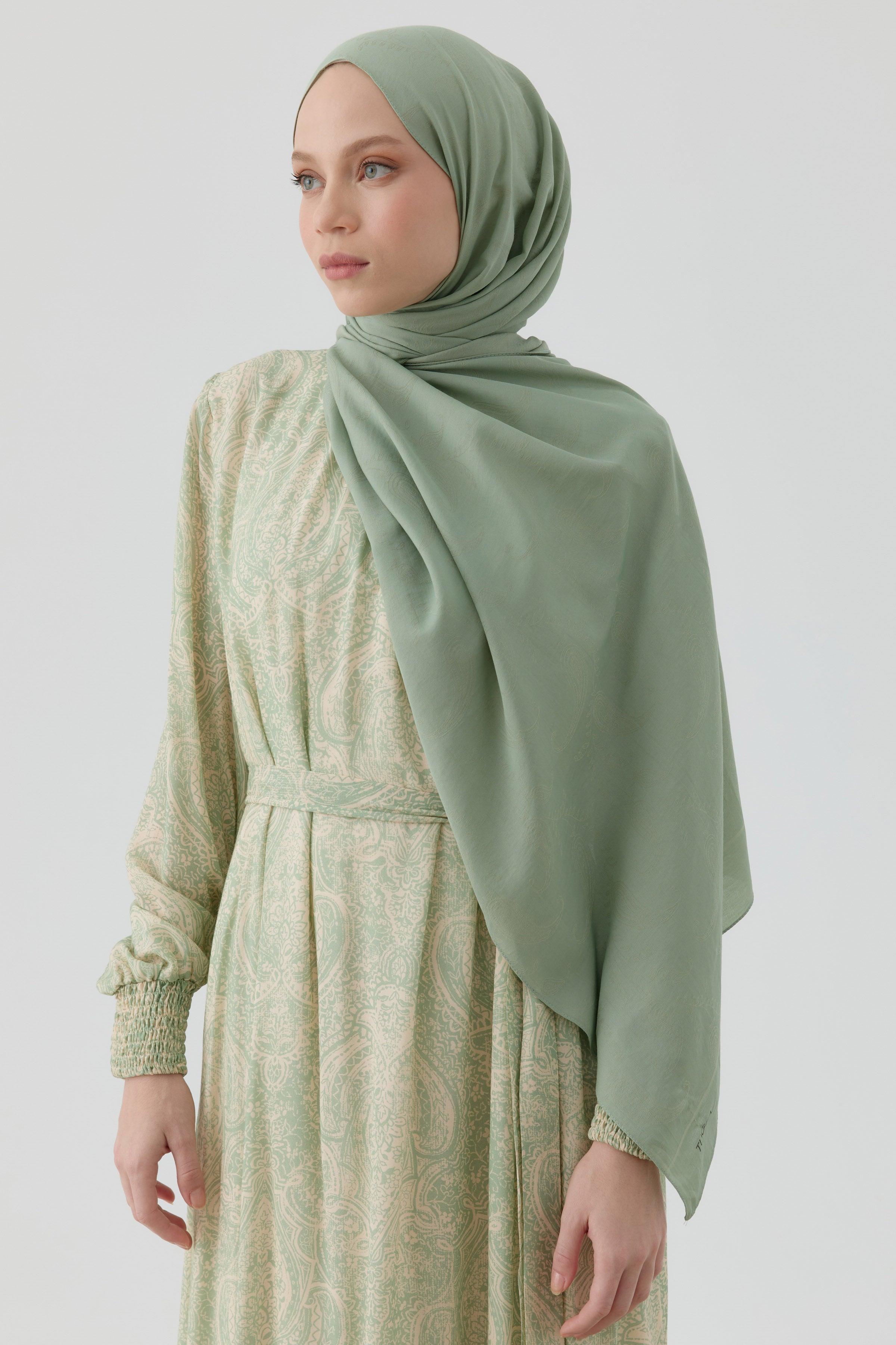 Châle en coton à motif floral - Vert amande