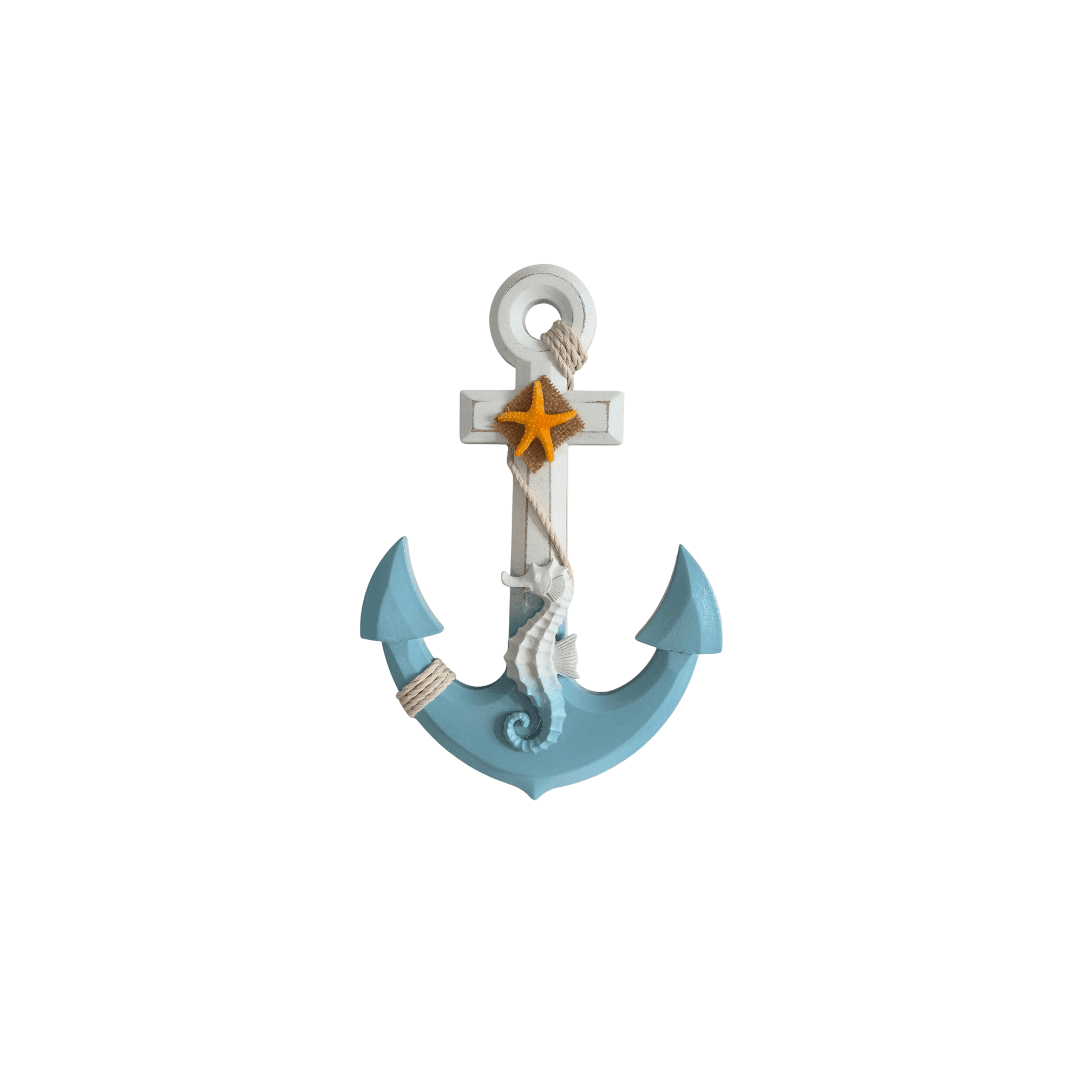 Ancre Décorative en Bois avec Motif Hippocampe – Collection Océan 22,5 x 2 x 33 cm