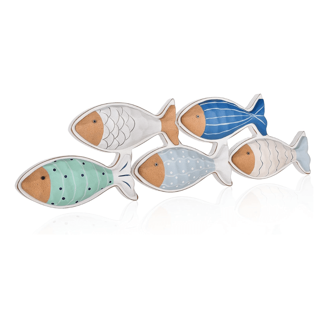 5 Poissons Deco Murale  28x2.5x14cm