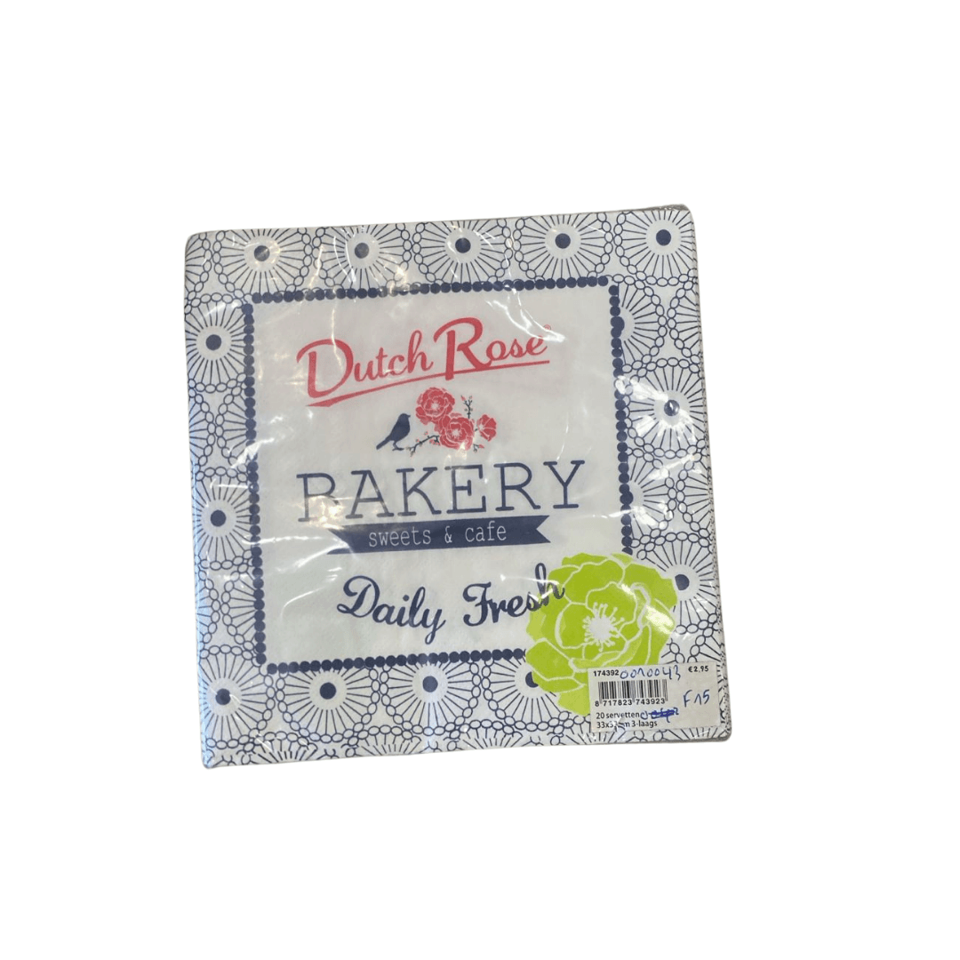 SET 20 SERVIETTES PAPIER BAKERY 33X33 CM  DUTCH ROSE