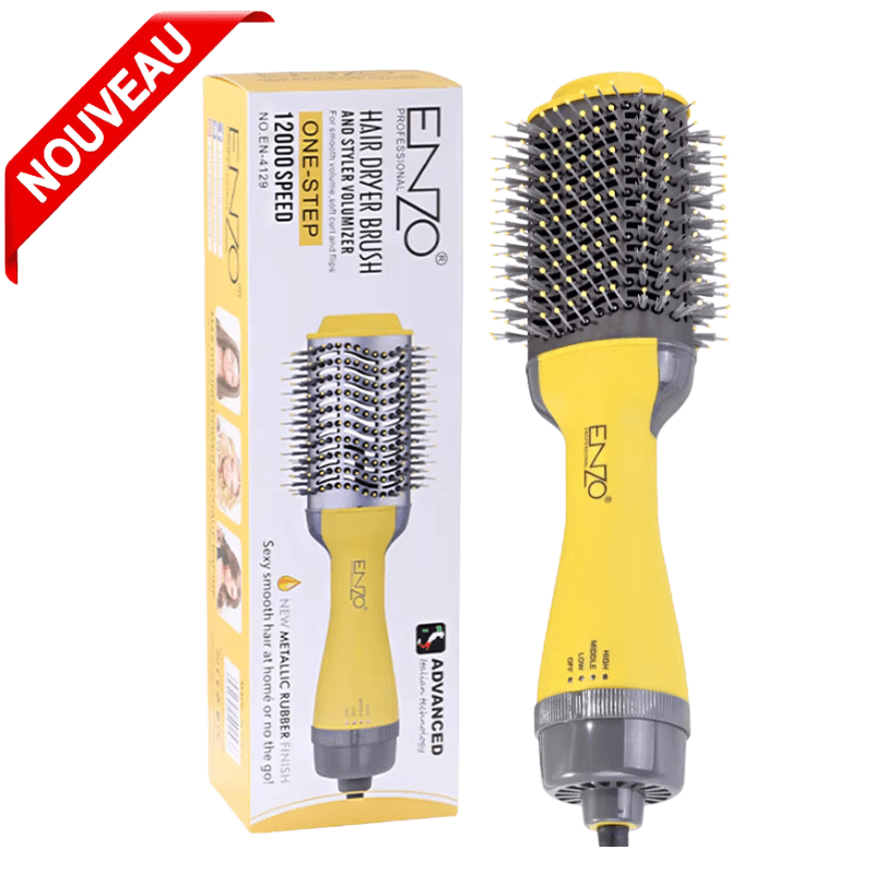 Brosse Soufflante Sèche-Cheveux Lissante 3 en 1 Volumisante Rotative à Air Chaud Professionnel EN-4129