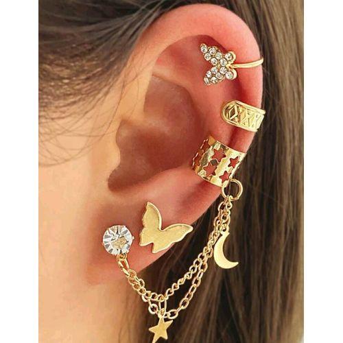 4 Pieces Boucles d'oreilles avec Strass Étoile et Papillon