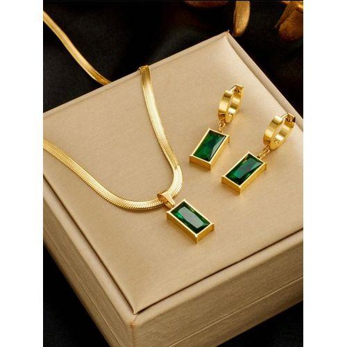 Ensemble de Collier et Boucles d'oreilles en Acier Inoxydable