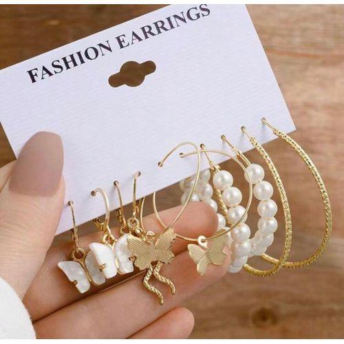 5 Paires De Boucles Doreilles Décoratives En Fausse Perle