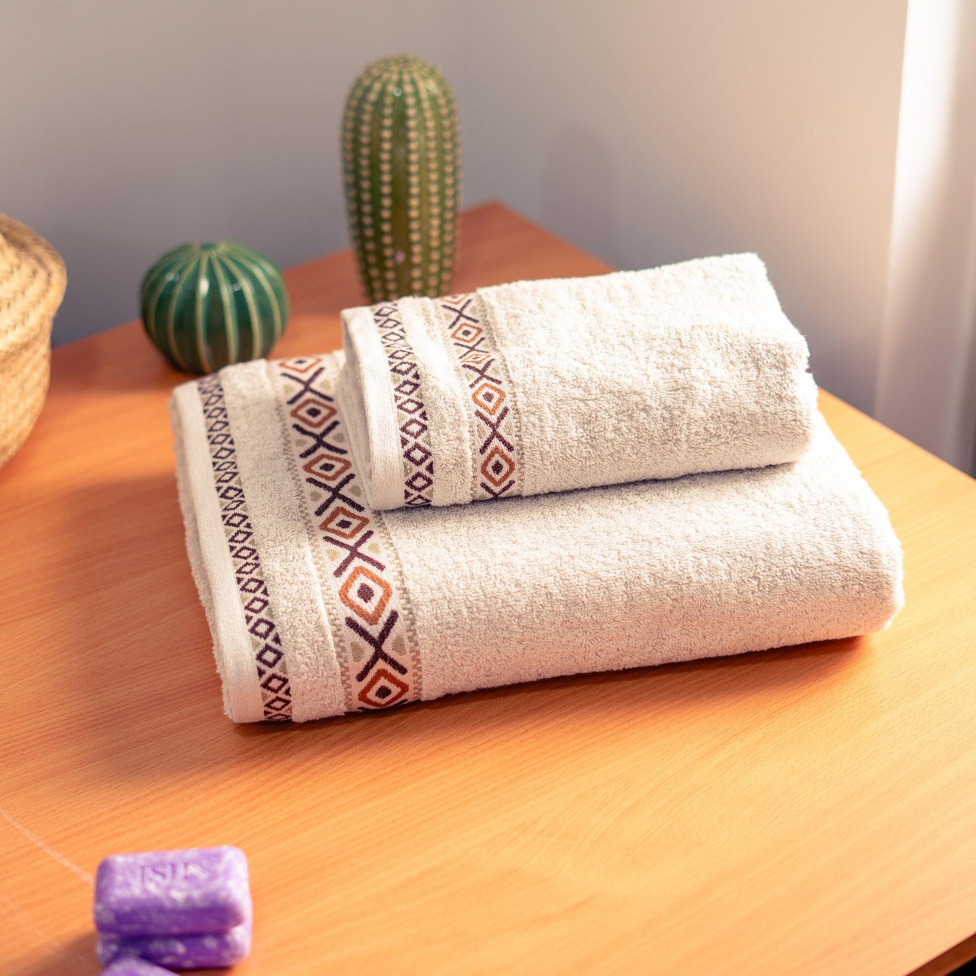 Berbère Pack 2 Pièce serviette 100% Design Marocain 100% Coton - Crème