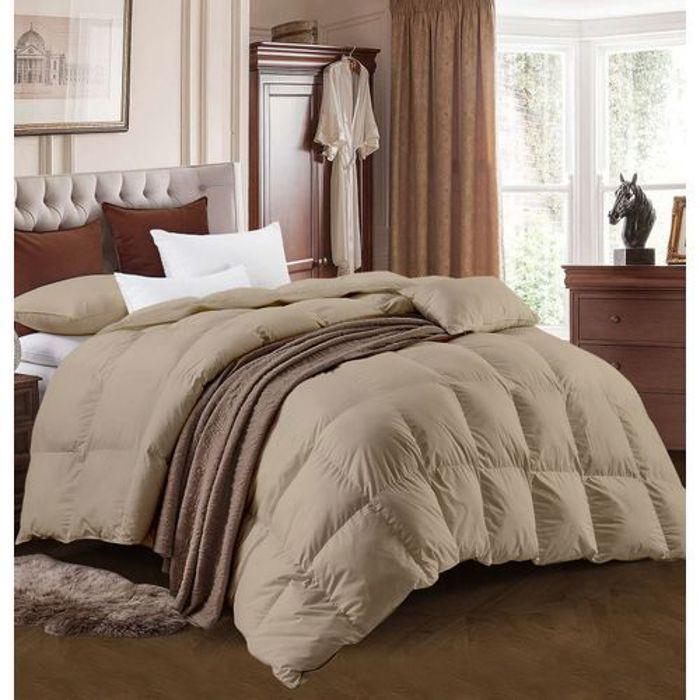 Couette Unie Beige Sable - Microgel MALABATA 240x260 cm - 2 Places // Chaude C°+++ & Antiallergique