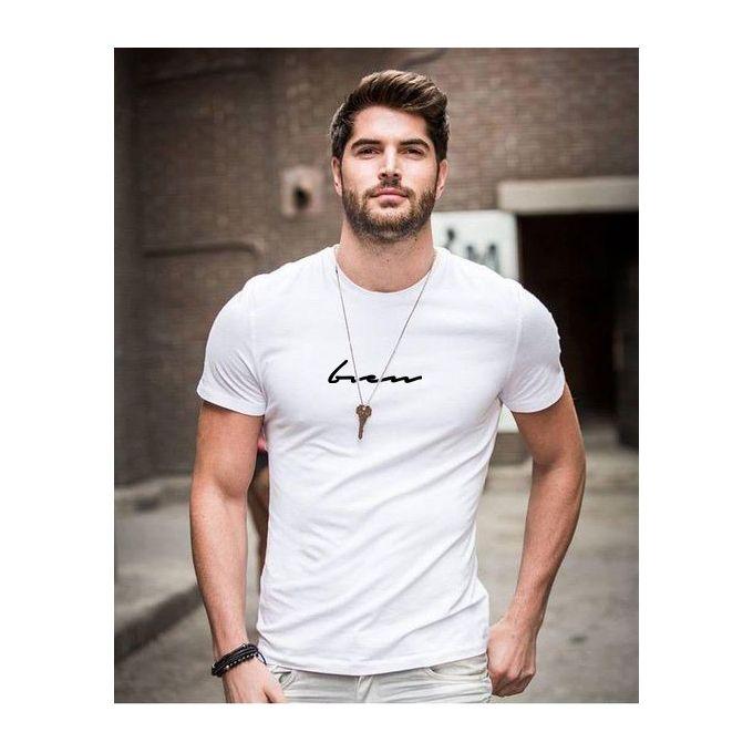 T-shirt Homme Blanc Ori bien Signature