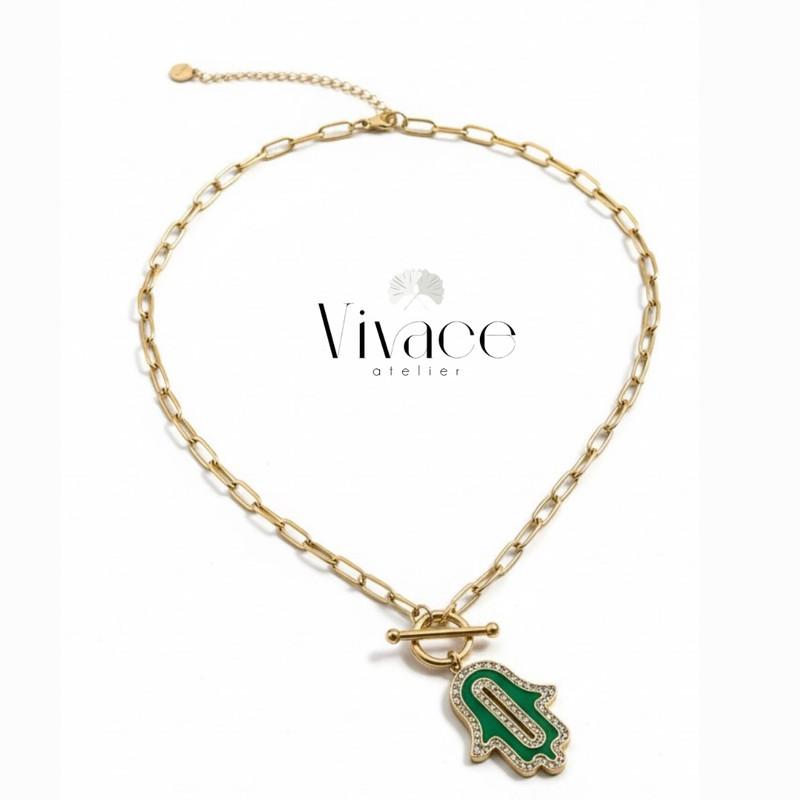 Collier Vivace Khmissa Verte