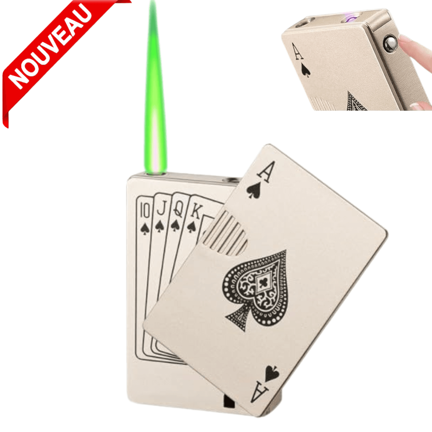 Briquet Torche à Flamme Verte Coupe-Vent Joker Poker Laguna – Accessoire Fumeur