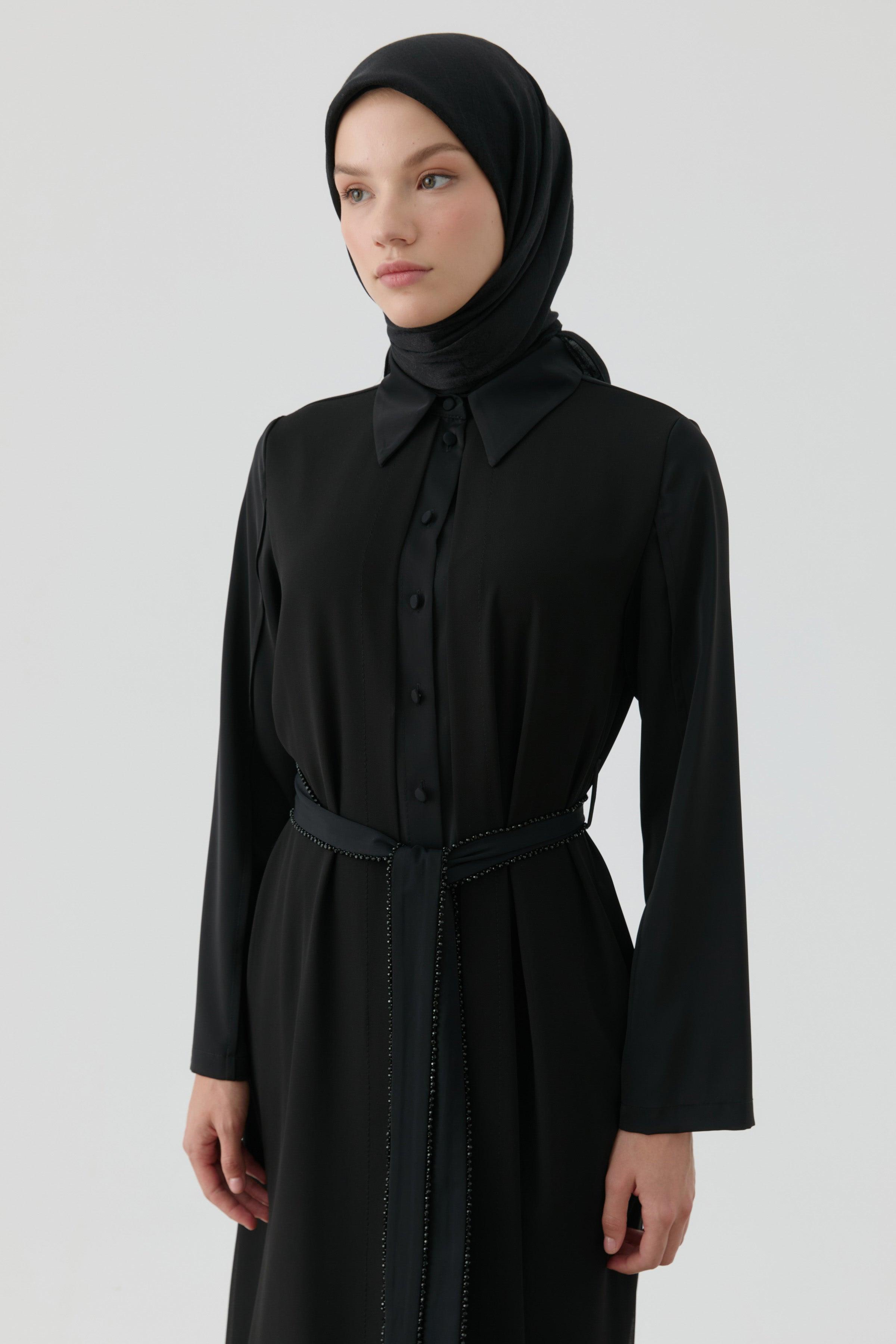 Écharpe Naturelle à Motif Ethnique Châle - Noir