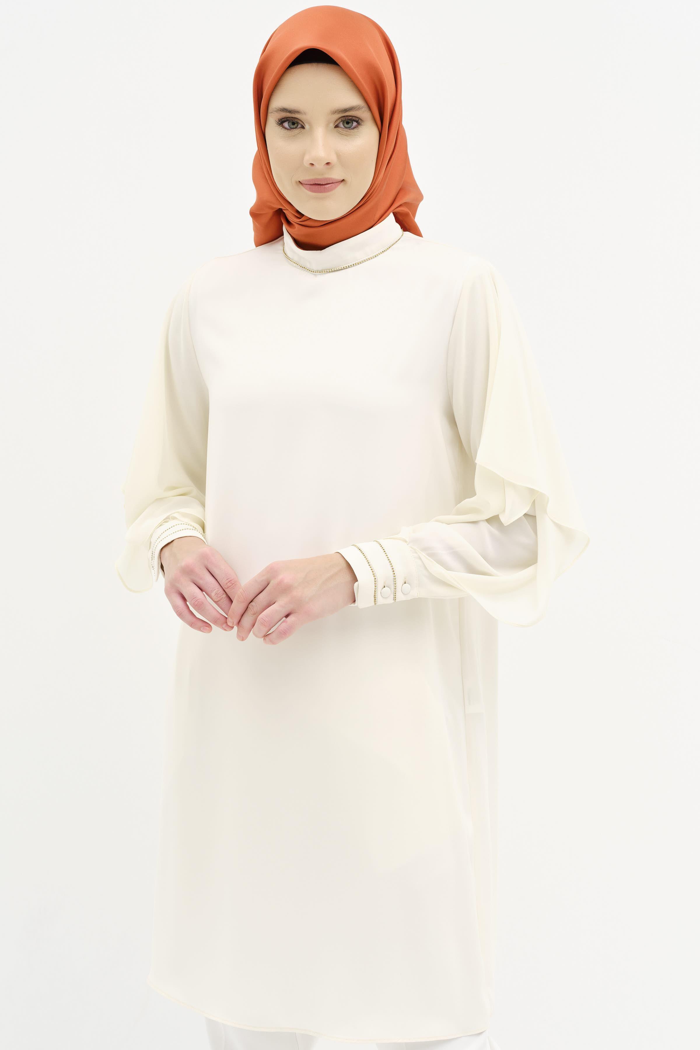 Tunique en Chiffon avec Détails en Pierre