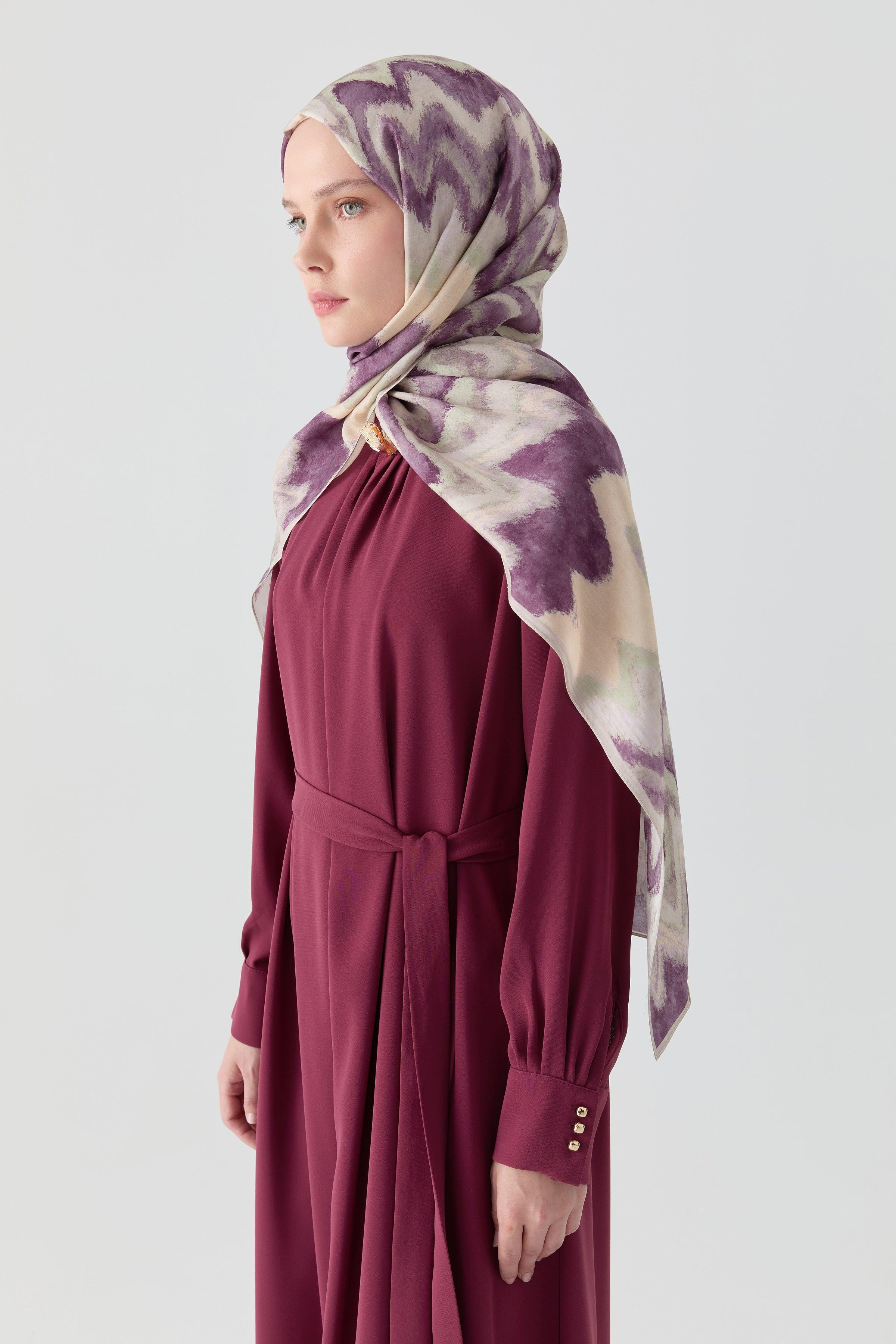 Châle Natural à Motif Ikat - Lilas