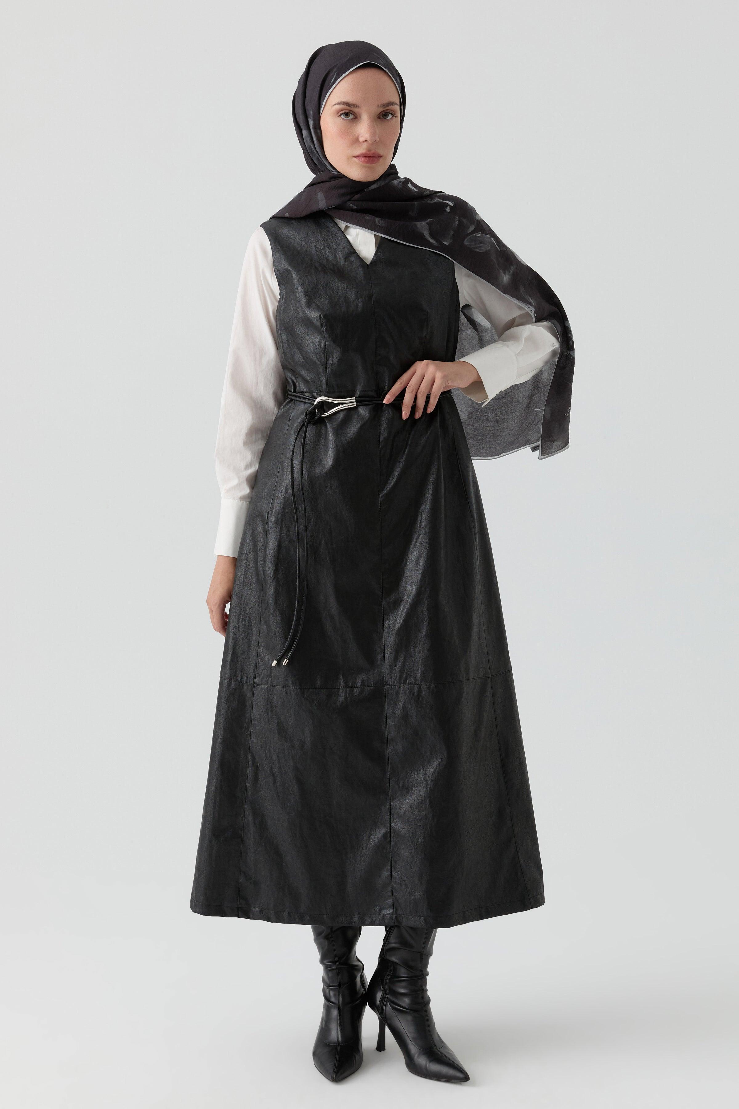 Jupe-robe en Cuir - Noir