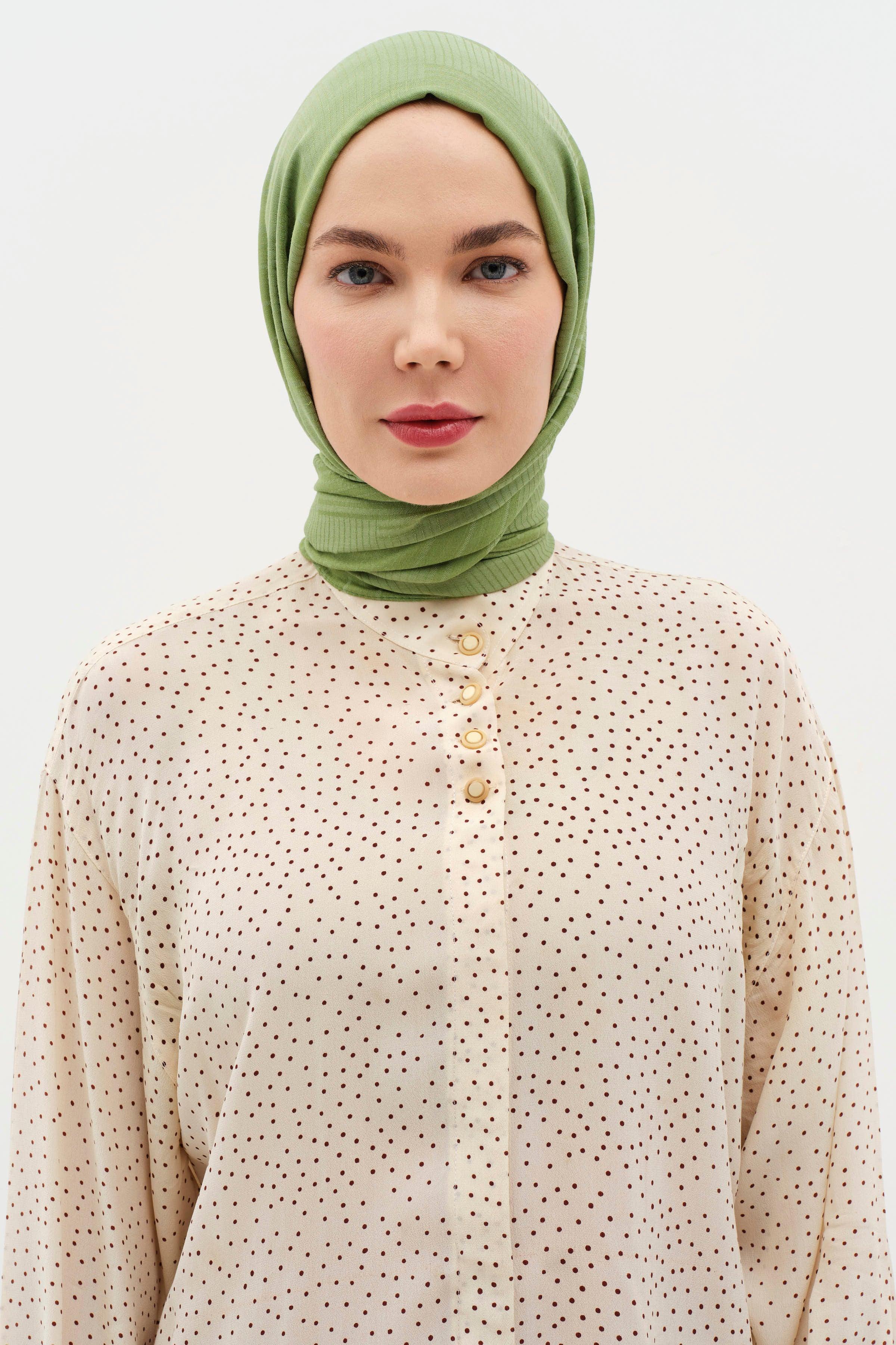 Châle Naturel à Motifs Mixtes - Vert Lac