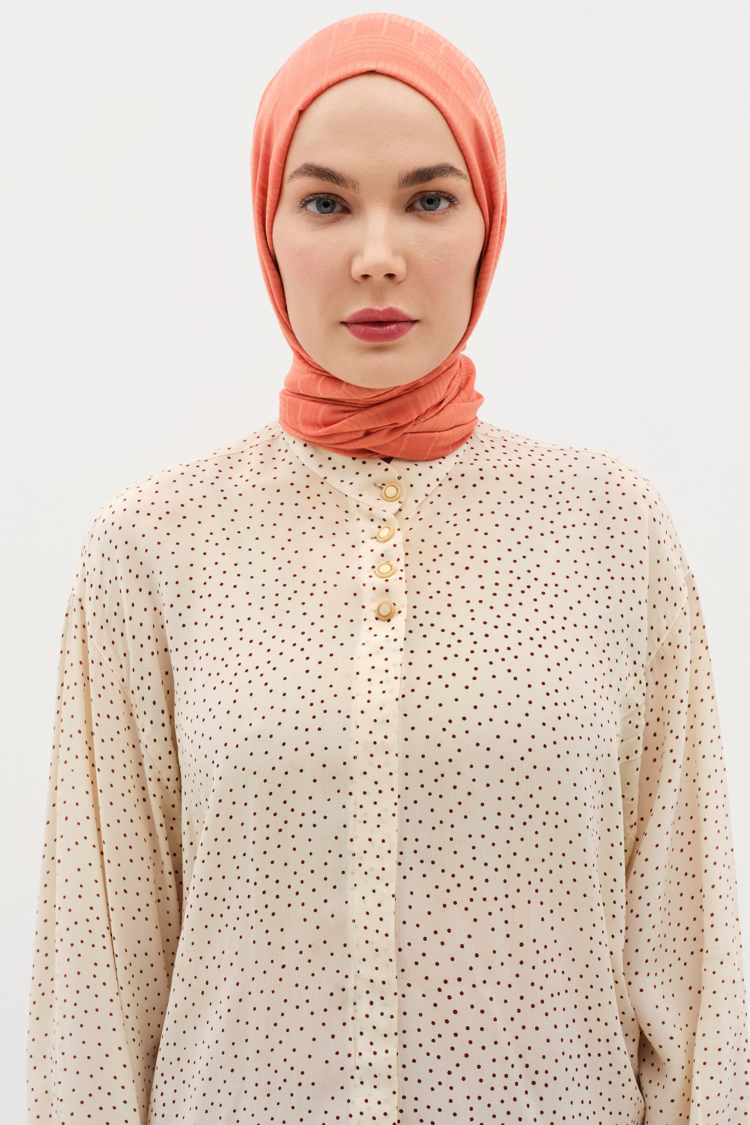 Châle Naturel à Motifs Géométriques - Orange