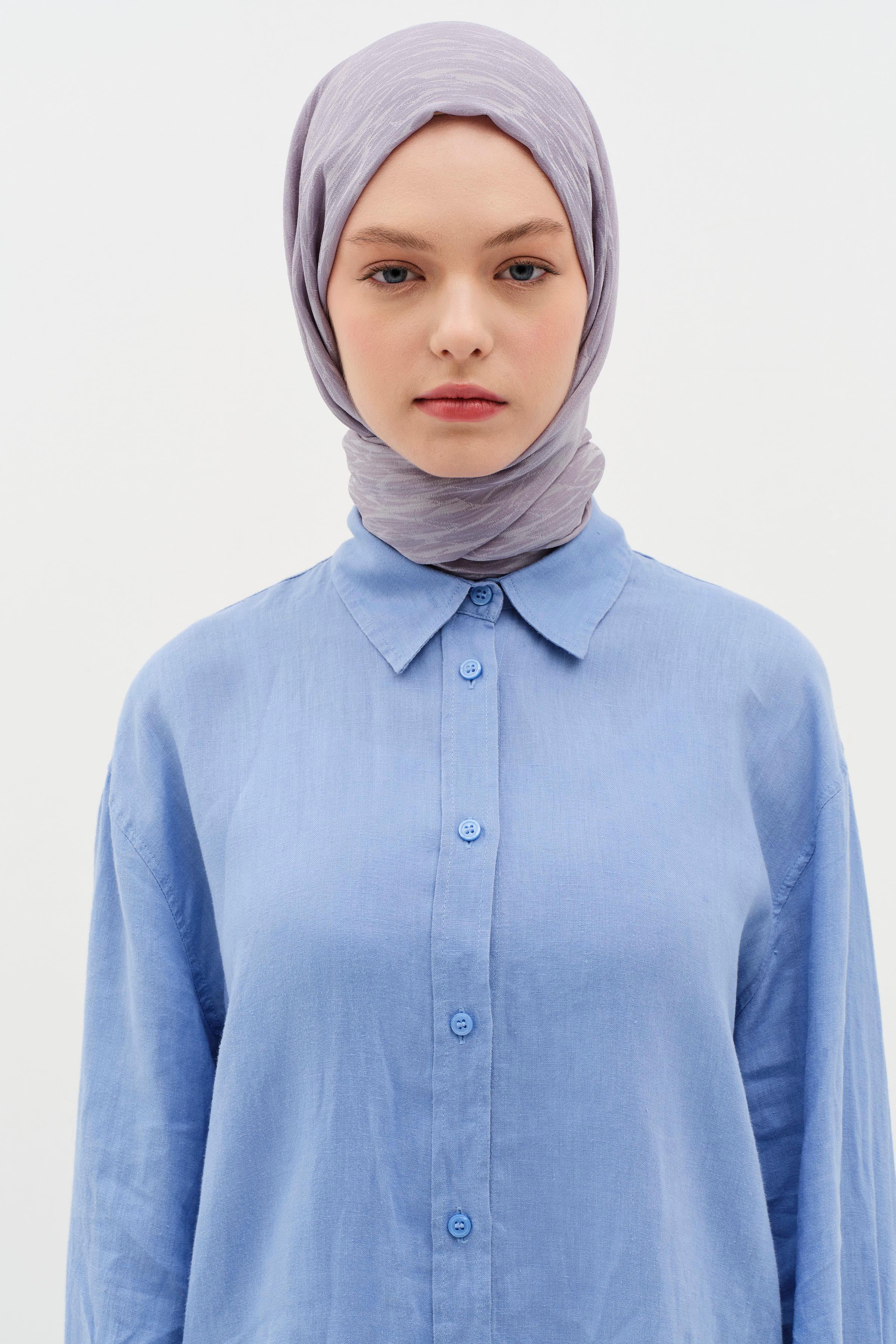 Châle en Floche à Motifs Variés - Gris