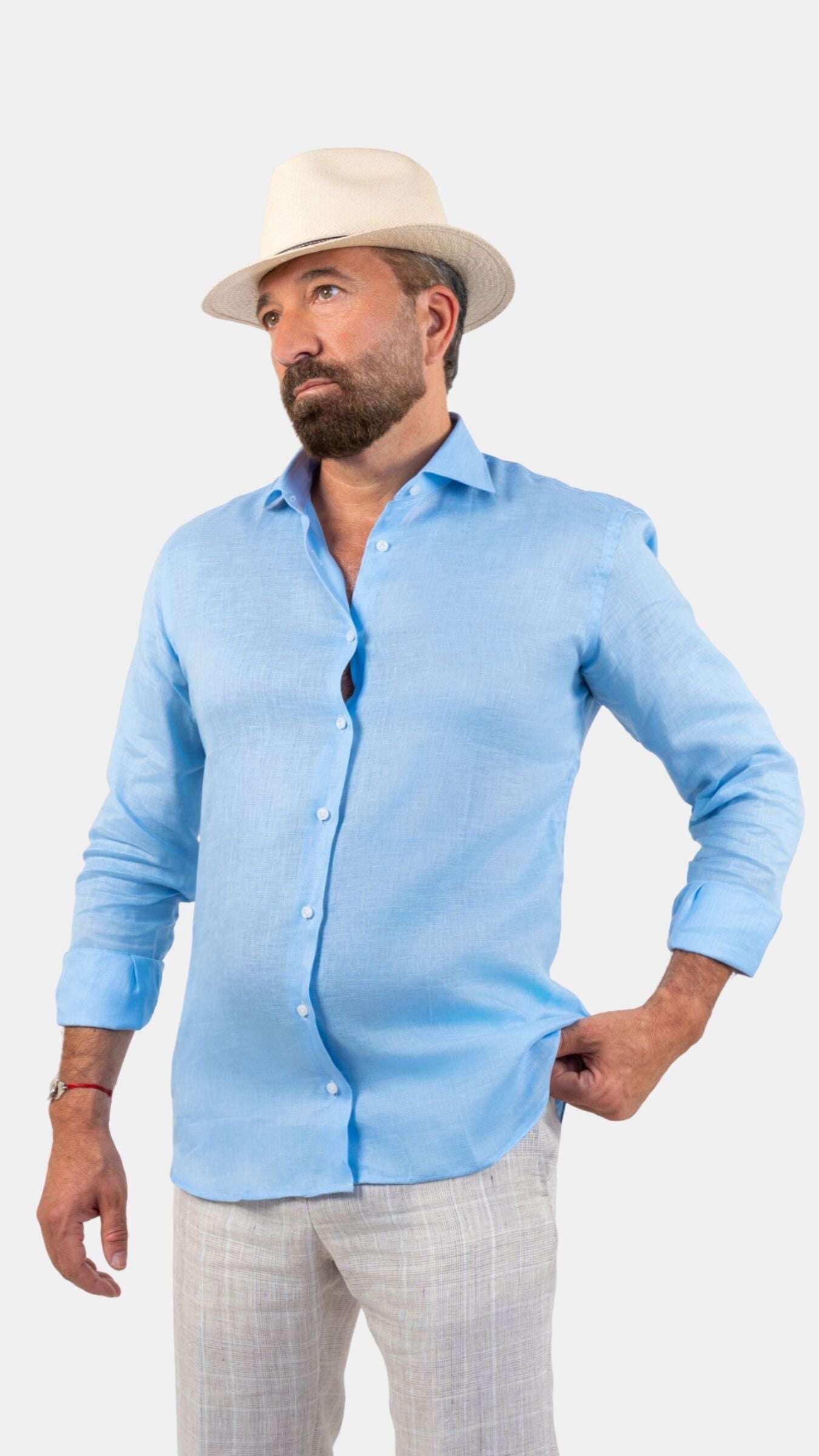 Napoli Sky-Blue Linen Shirt