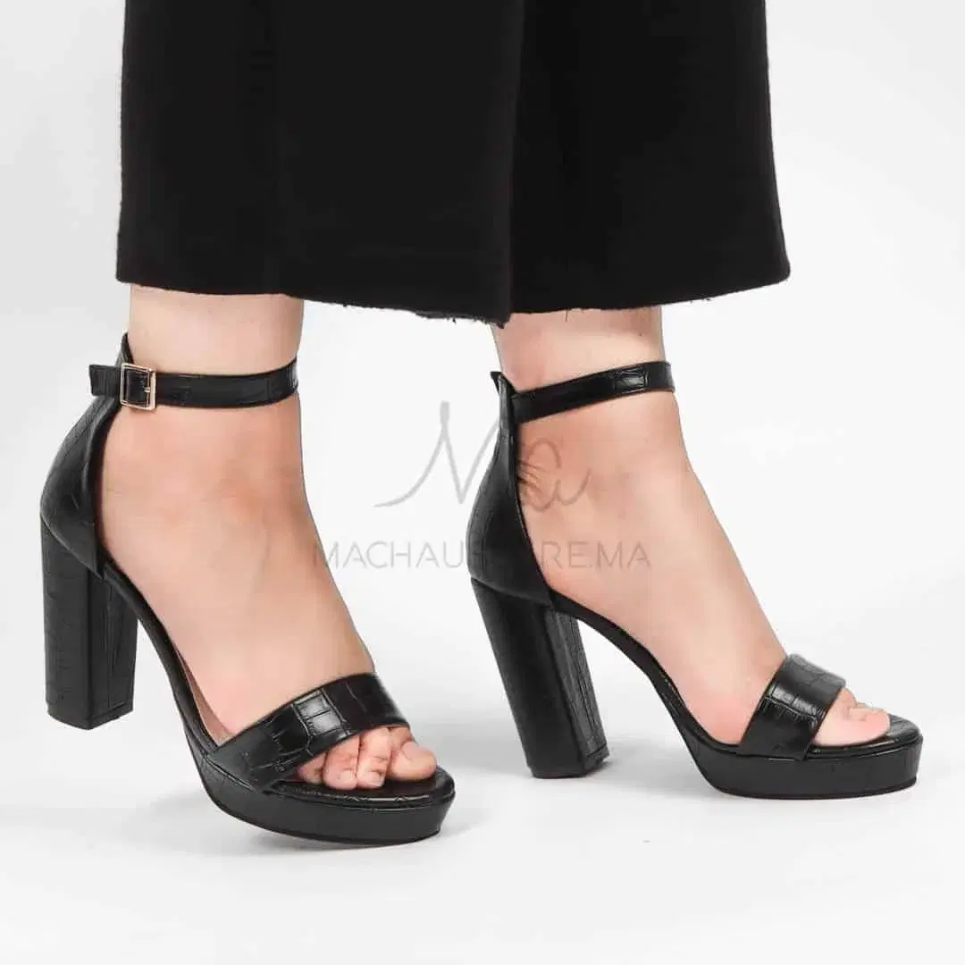 Elancia – Sandales à talon compensé – Noir