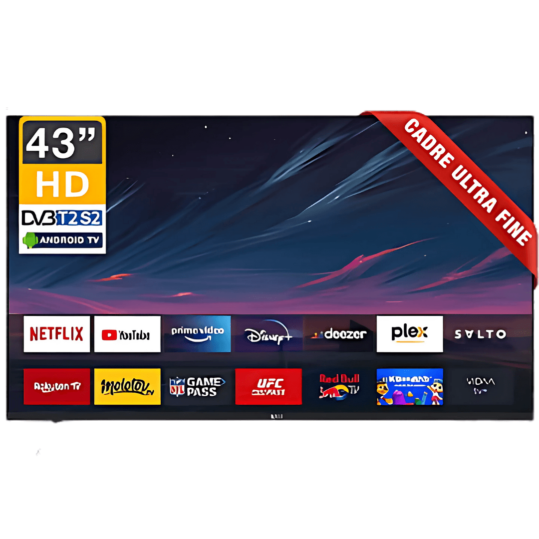 - LED - Smart TV - 43 pouce Android 13 Frameless avec support GRATUIT (12 mois garantie) Garantie 2ans
